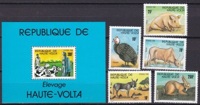 Volta 1981 fauna domestica MI 851-855 + bl. 57 MNH ww82 foto