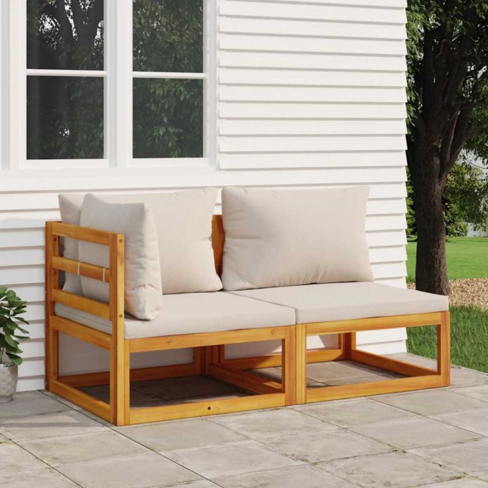 vidaXL Set canapea de grădină, 2 piese, cu perne, lemn masiv de acacia 360010