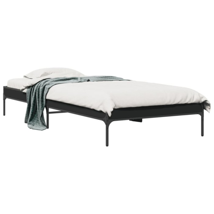 vidaXL Cadru de pat, negru, 100x200 cm, lemn prelucrat și metal 845026