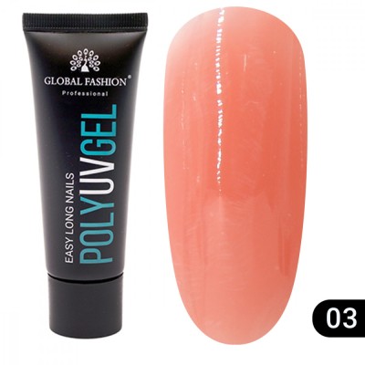 Polygel constructie unghii, Global Fashion, 30 g, Roz, 03 foto