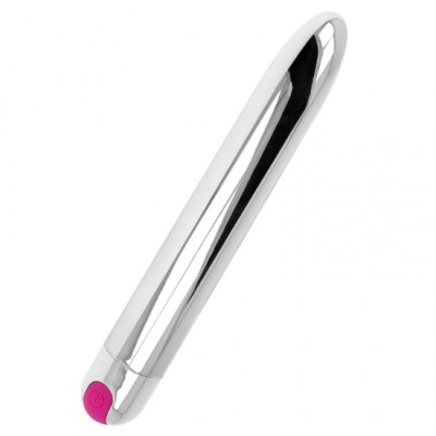 OHMAMA - RECHARGEABLE SILVER VIBRATOR 10 MODES 18.5 CM foto