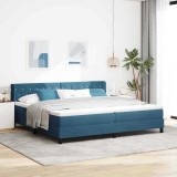 Cumpara ieftin Pat cu arcuri cu headboard Albastru inchis 200 x 200 cm Catifea