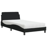 Cumpara ieftin Pat cu saltea, Dover, negru, 100x200 cm, textil