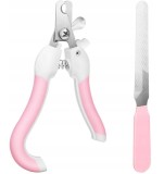 Cumpara ieftin Cleste Unghii Profesional Pisici, Caini + Pila, Roz Deschis, Otel Inoxidabil, Maner Antiderapant