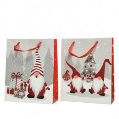 Punga de cadou - Rectangular Red Glitter Gnome Design - mai multe modele | Kaemingk