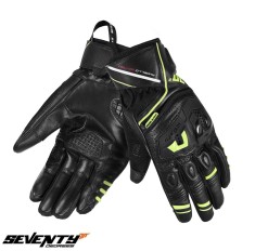 Manusi barbati pentru scuter - motocicleta Racing/Naked vara Seventy model SD-N30 Mugello culoare: negru/galben fluor &ndash; degete tactile S (7 cm)