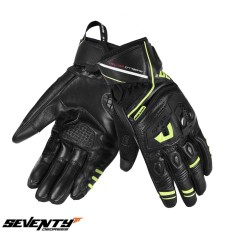 Manusi barbati pentru scuter - motocicleta Racing/Naked vara Seventy model SD-N30 Mugello culoare: negru/galben fluor &ndash; degete tactile XXXL (12 cm)