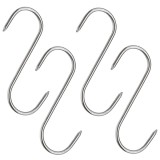 Set 4 Carlige Afumatoare Carne Macelarie IdeallStore&reg;, 17cm, Inox, Argintiu, Rezistente, 8mm Grosime, Suport Carne