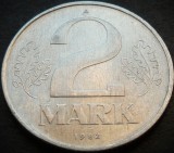 Moneda 2 MARCI RDG - GERMANIA DEMOCRATA, anul 1982 * cod 4899 = luciu batere, Europa, Aluminiu