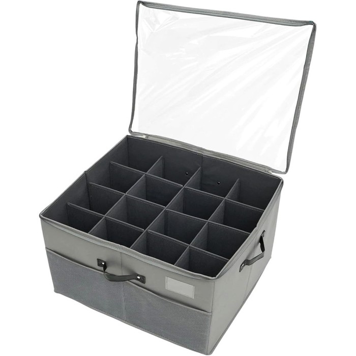 Cutie de depozitare pentru pantofi, pliabila, capac transparent si fermoar, 53x42x33 cm, gri