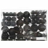 Cumpara ieftin Set globuri de Craciun 111 buc., negru, polistiren