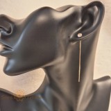 Cercei placati cu aur , model fir prin ureche, decor cu zirconia alb