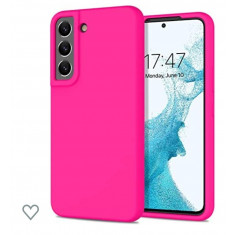 Husa silicon protectie camera cu microfibra Samsung Galaxy S22 Plus Roz Neon