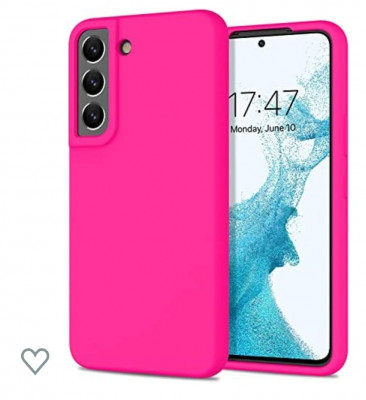 Husa silicon protectie camera cu microfibra Samsung Galaxy S22 Plus Roz Neon foto