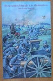 Primul Război Mondial, Luptele din Bucovina, Baterie austriacă, circulație militară, 28 iulie 1915