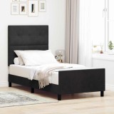 vidaXL Pat cu arcuri cu headboard Negru 90 x 190 cm Catifea 3344911