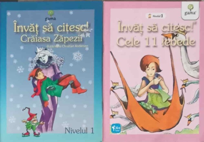 SET 2 CARTI INVAT SA CITESC: CRAIASA ZAPEZII, CELE 11 LEBEDE, NIVEL 1, 6 ANI+-HANS CHRISTIAN ANDERSEN