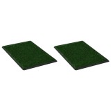 Cumpara ieftin Toaleta animale, 2 buc., tava &amp; gazon artificial 76x51x3 cm WC