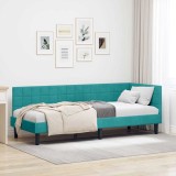 vidaXL Cadru de pat colțar cu headboard Turcoaz 80 x 200 cm Catifea