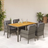 VidaXL Set mobilier de grădină cu perne, 5 piese, gri, poliratan
