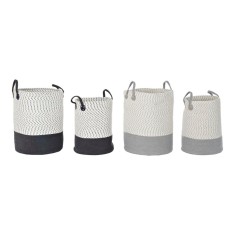 Set de Coșuri DKD Home Decor Alb Gri Gri deschis (2 Piese) (2 Unități)