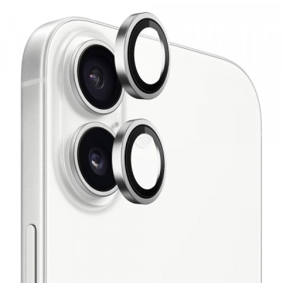 Folie de protectie Camera Spate Blueo Metal Frame pentru Apple iPhone 17, Sticla Securizata, Argintie foto