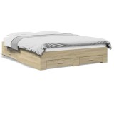 Cumpara ieftin Cadru de pat cu sertare stejar sonoma 150x200 cm lemn prelucrat