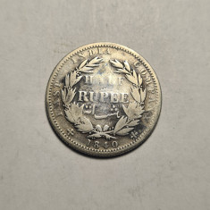 East India Company Half Rupee Rupie 1840 Regina Victoria