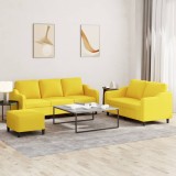 VidaXL Set de canapele cu perne, 3 piese, galben deschis, textil
