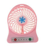 Cumpara ieftin Ventilator de birou cu acumulator 18650 incorporat, lungime de 14cm, cablu de alimentare microUSB, 13313, roz, Diversi Producatori