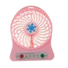 Ventilator de birou cu acumulator 18650 incorporat, lungime de 14cm, cablu de alimentare microUSB, 13313, roz