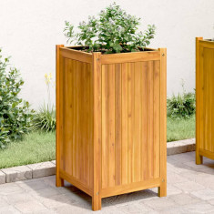 vidaXL Jardinieră de grădină cu căptușeală, 42x42x75 cm, lemn acacia