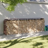 Cumpara ieftin Suport pentru bușteni, maro, 300x45x100 cm, oțel galvanizat