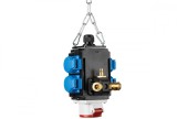 Distribuitor de energie suspendat 1 priza trifazica 400V 5 poli 16A IP44 si cu 4 prize monofazice schuko 16A IP44 cu conexiune la aer comprimat