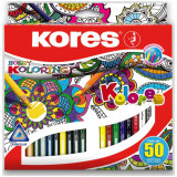 Cumpara ieftin Set 50 Creioane Colorate Triunghiulare Kores, Set Creioane de Colorat, Set Culori, Creioane Colorate pentru Scoala, Set Culori pentru Scoala, Creioane
