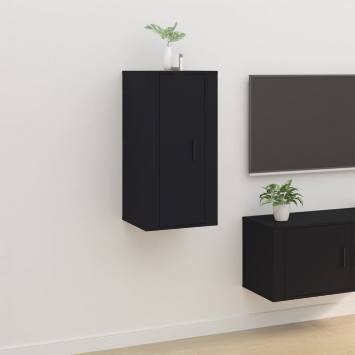 Dulap TV montat pe perete, negru, 40x34,5x80 cm GartenMobel Dekor