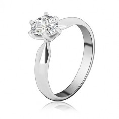 Inel nuntă din argint - zircon în formă de lacrimă - Marime inel: 58