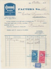 Romania, Manor, Fabrica de Tesaturi S.A., Factura (II), Iasi, 1931