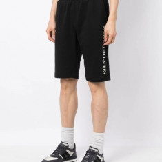 Pantaloni scurti sport barbati cu imprimeu cu logo si croiala Regular fit, negru 2XL, Negru, 2XL INTL