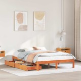 vidaXL Cadru pat cu sertare maro ceruit, 140x190 cm, lemn masiv de pin 3301962