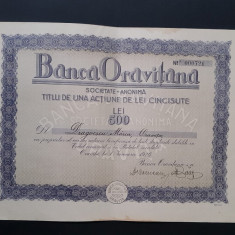 Actiune 1926 Banca oravitana / titlu / actiuni / Oravita