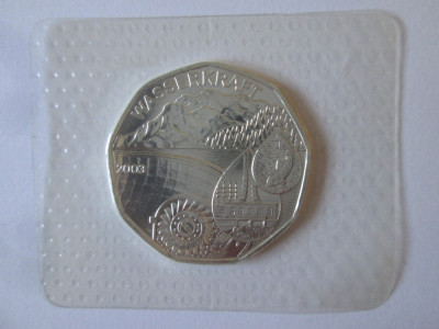 Austria 5 Euro 2003 argint UNC comem:Energia Hidraulică,diam.=28 mm,greut.=10 gr foto