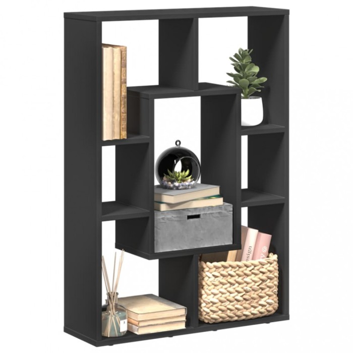 Gossi biblioteca, negru, 63x20x90 cm, lemn prelucrat