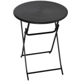 Outsunny Masă de Grădină Rotundă, Pliabilă, pentru 2 Persoane, Efect Lemn, Oțel+Plastic, Gri &Icirc;nchis, 60 x 60 x 73 cm | Aosom Romania