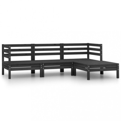 vidaXL Set mobilier de grădină, 4 piese, negru, lemn masiv de pin foto
