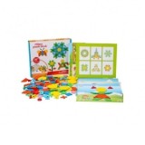 Tangram Lemn 250 piese, joc educativ Geometrie si Logica 3 Ani+