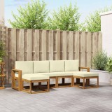 vidaXL Set de canapele de exterior cu pernă 6 pcs Natural și Crem 3366783
