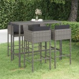 Set mobilier bar de gradina cu perne, 5 piese, gri, poliratan GartenMobel Dekor, vidaXL