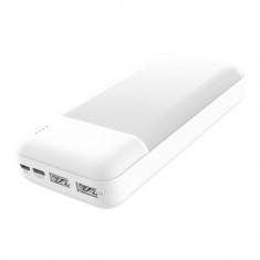 Baterie externa, powerbank Platinet 45723, 20000 mAH li-polimer, 2 x USB, 1 x Type C, 1 x microUSB, LED, alb foto