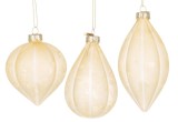 Cumpara ieftin Set 12 globuri brad Craciun sticla galben satinat Glaciate 6,5x6,5x10h; 7,5x7,5x8,5h; 6,5x6,5x12,3h
